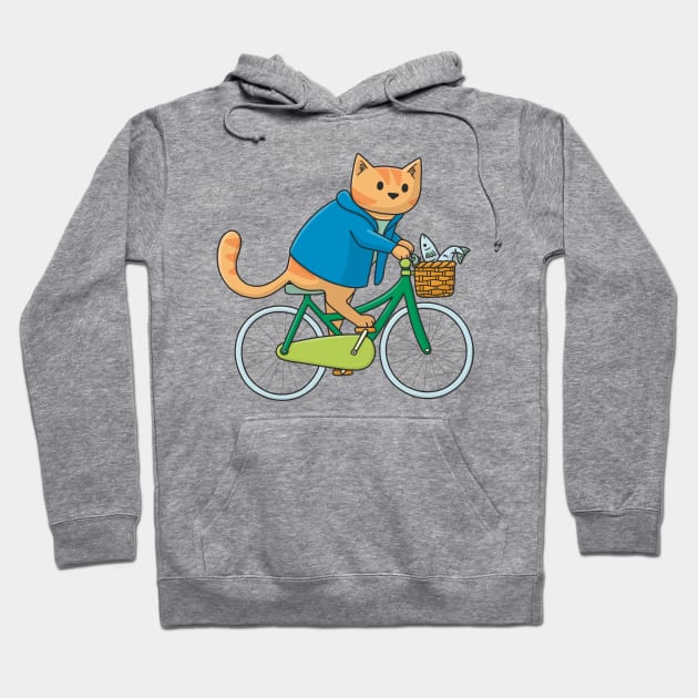 Bicycle Cat Hoodie by Doodlecats 